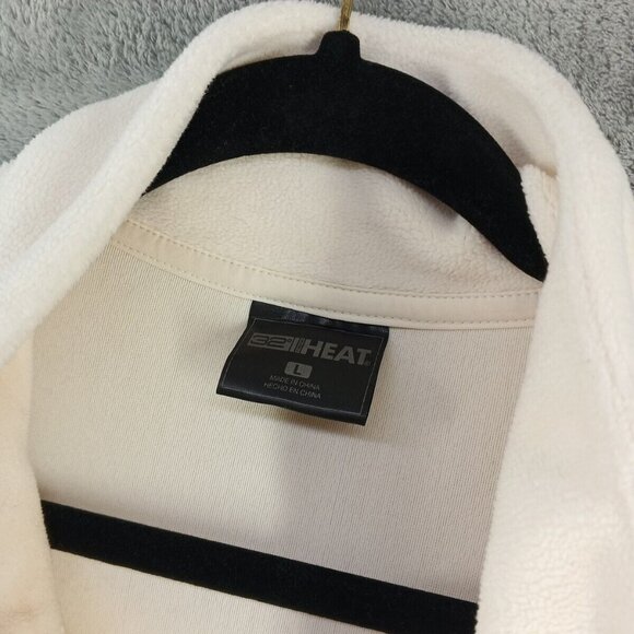 32 Degree HEAT Fleece Jacket Size LARGE Men Ivory Knit Pullover Henley Winter - Picture 8 of 12